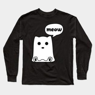 Halloween Ghost Cat Long Sleeve T-Shirt